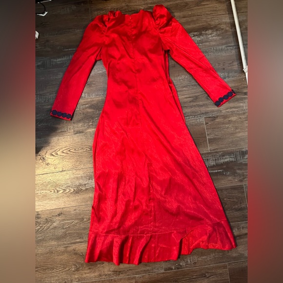 Gigot Sleeve Ruffle Hem Wrap Dress - Picture 3 of 6